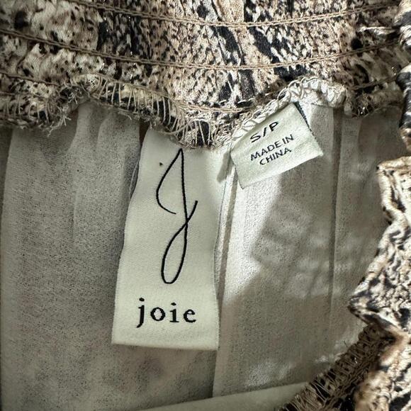 Joie Snakeskin Print Chiffon Mock Neck Long Sleeve Blouse Puff Sleeve Size: S - Picture 2 of 4